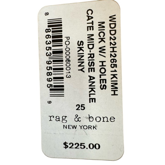 RAG & BONE Size 25 Mid-Rise Ankle Skinny Jean “Cate” - Picture 7 of 7